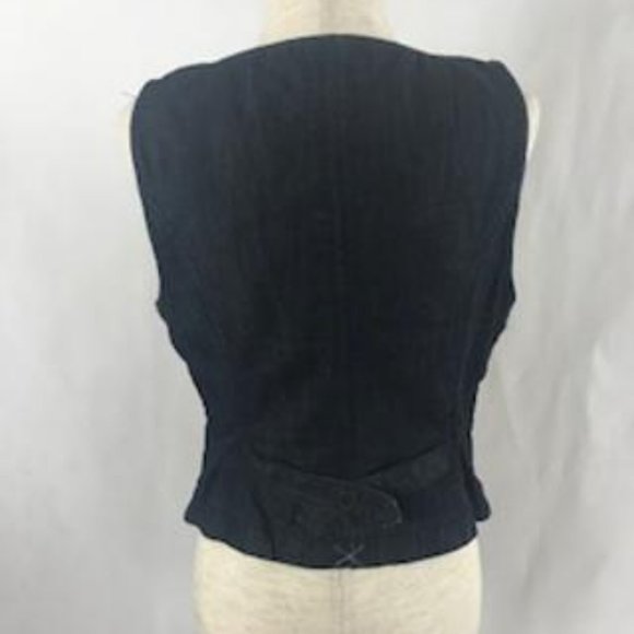 NWOT Ann Taylor Loft Dark Blue Denim V-neck Button Front Vest Size 6 - Picture 11 of 11